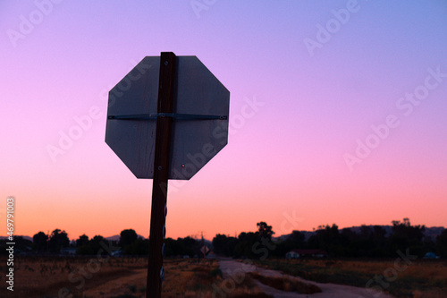 Colorful sunset on the country road