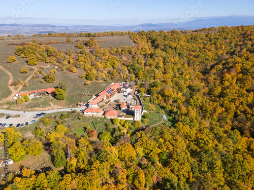 Aerial view of Medieval Tsarnogorski (Gigintsi) monastery, Bulgaria photo