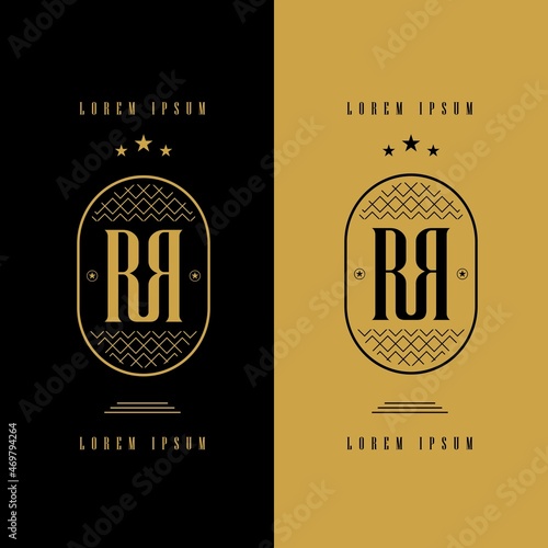 Initial Letter R Logo. Letter R RR Monogram Vintage Retro Isolated on Double Background. Design Vector Illustration