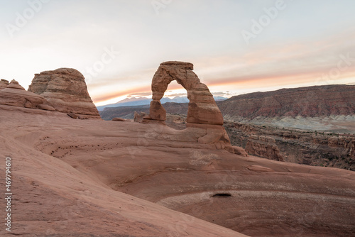 Sunrise over Delicate Arch in the Arches National Park