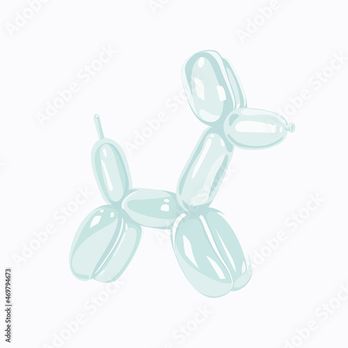Cute Hand Drawn Balloon Dog. Vector Illustration. Cartoon Bubble Animal in Mint Color Isolated on White Background. Design Element for Poster, Card, Invitation, T-shirt Print, Wall Decoration.