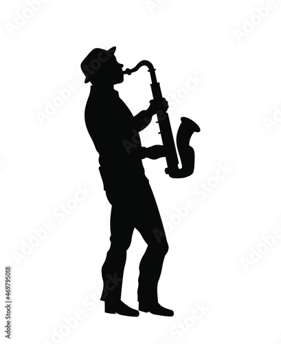 Man playing saxophone silhouette vector illustration
