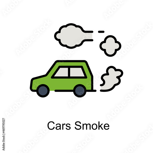 Cars Smoke vector fill outline icon. Illustration style EPS 10 file format