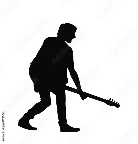 Man playing electric guitar silhouette vector illustration