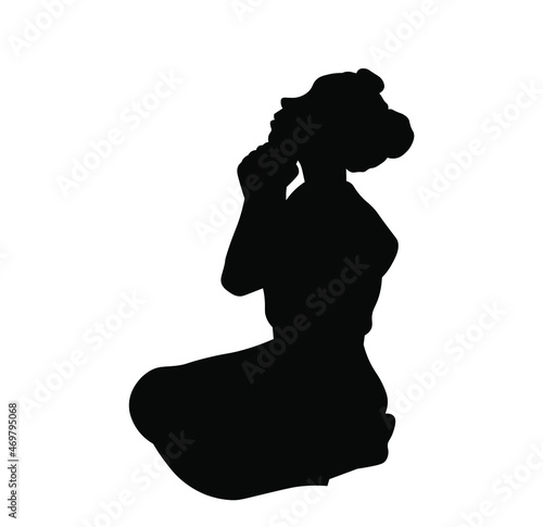 Little girl praying  silhouette vector illustration