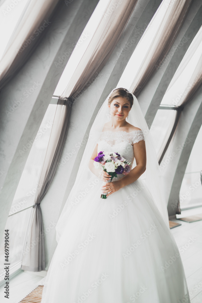 Beautiful luxury bride in elegant white dress Beautiful luxury bride in elegant white dress