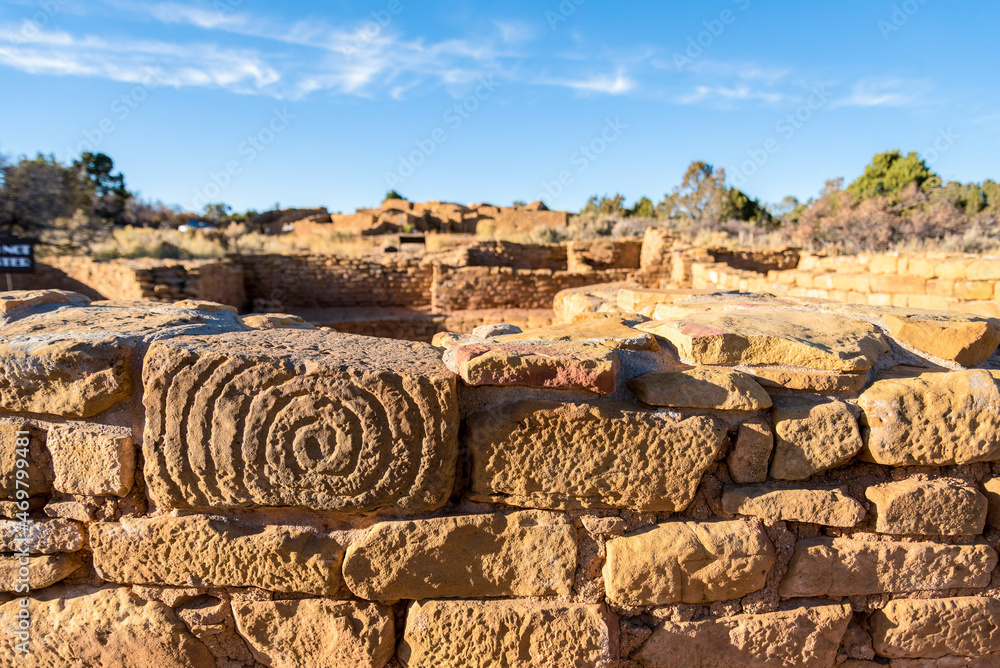Obraz premium Historic wall in a Pueblo village in Mesa Verde National Park