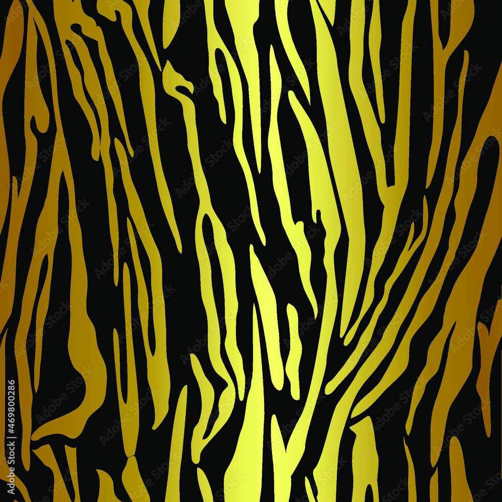Tiger stripes seamless pattern in vector. Gold ornament on black background, trend of the season Tiger stripes seamless pattern in vector. Gold ornament on black background, trend of the season