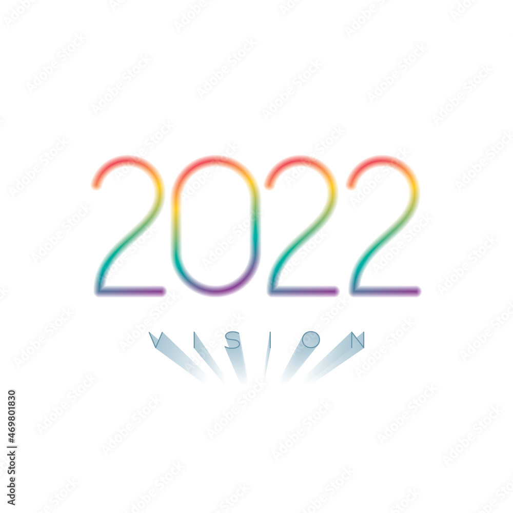 2022 Vision Blur Effect Spectrum Style Numerals Logo and Perspective Lettering - Multicolor on White Background - Mixed Graphic Design 2022 Vision Blur Effect Spectrum Style Numerals Logo and Perspective Lettering - Multicolor on White Background - Mixed Graphic Design