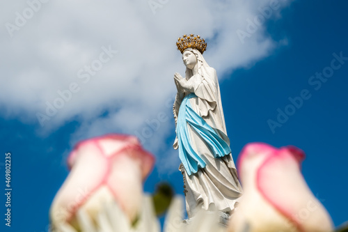 Lourdes, France - August 28, 2021: A statue of the holy Virgin Mary - our lady of Lourdes photo