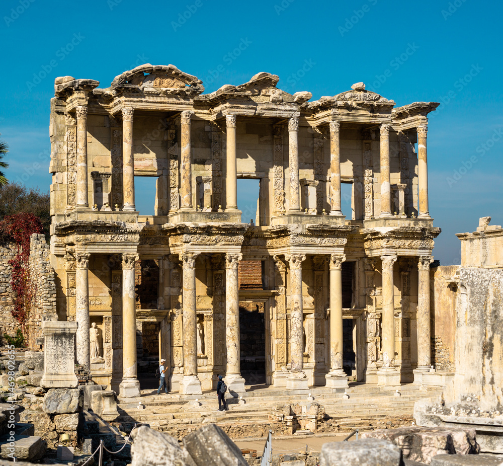The historical ancient city of Ephesus on a beautiful and sunny day,