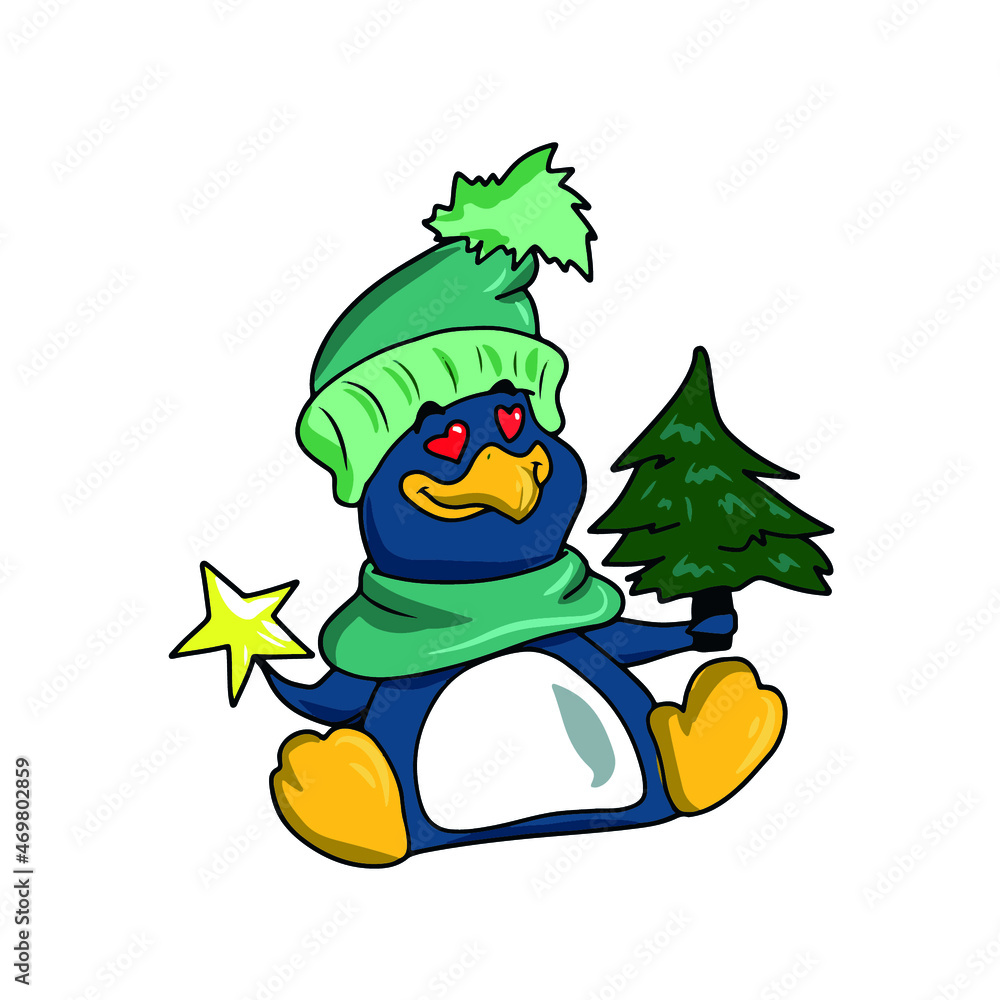 Vector children's design for postcard banners.Cute funny penguin Vector children's design for postcard banners.Cute funny penguin