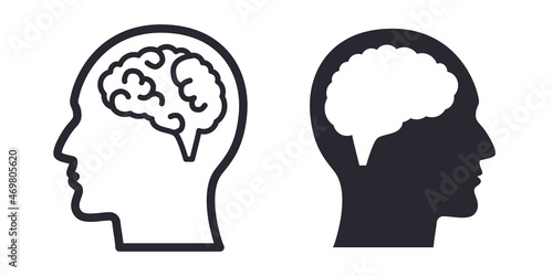 Head with brain symbol vector icon photo