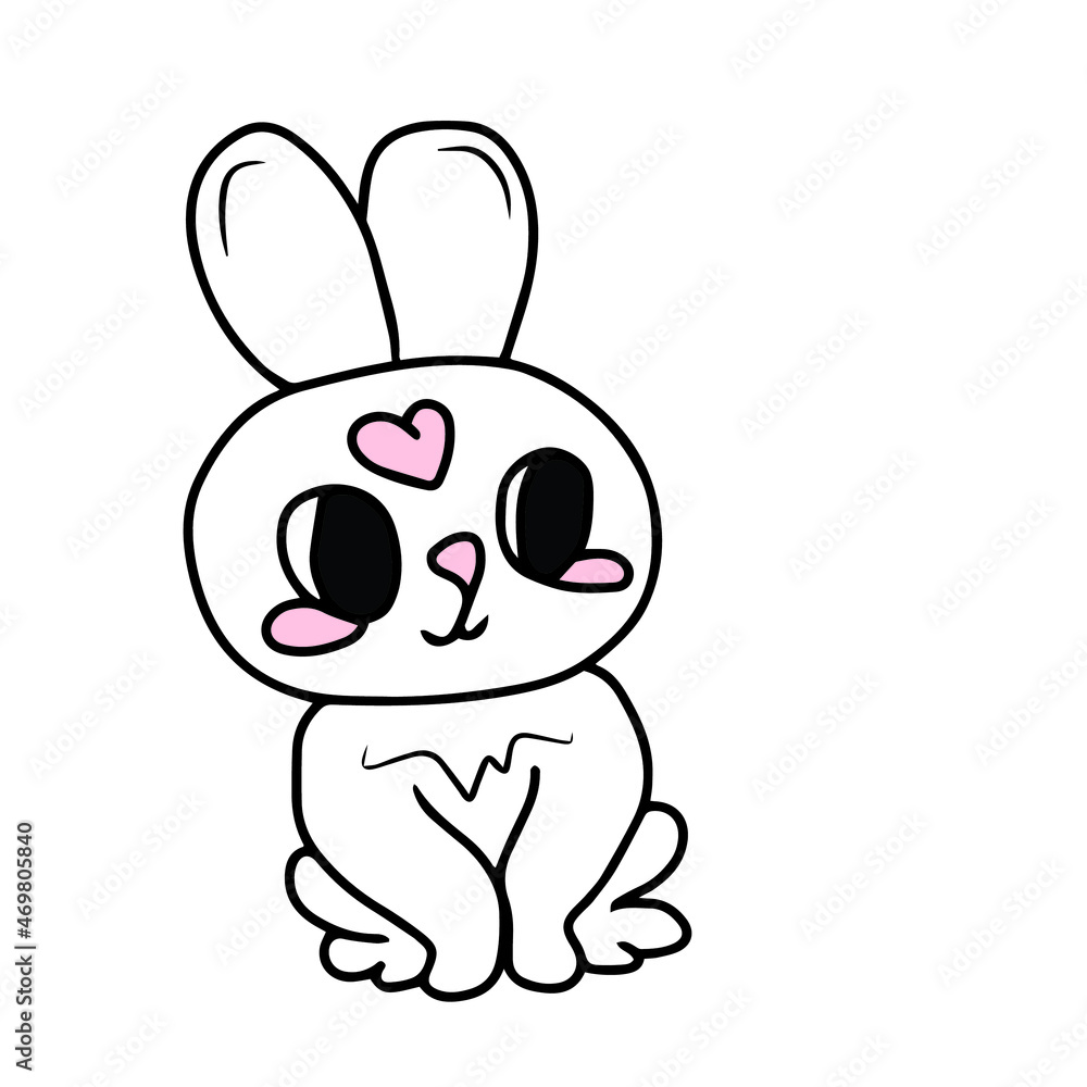 Obraz premium Vector children's design for postcard banners.Funny white bunny