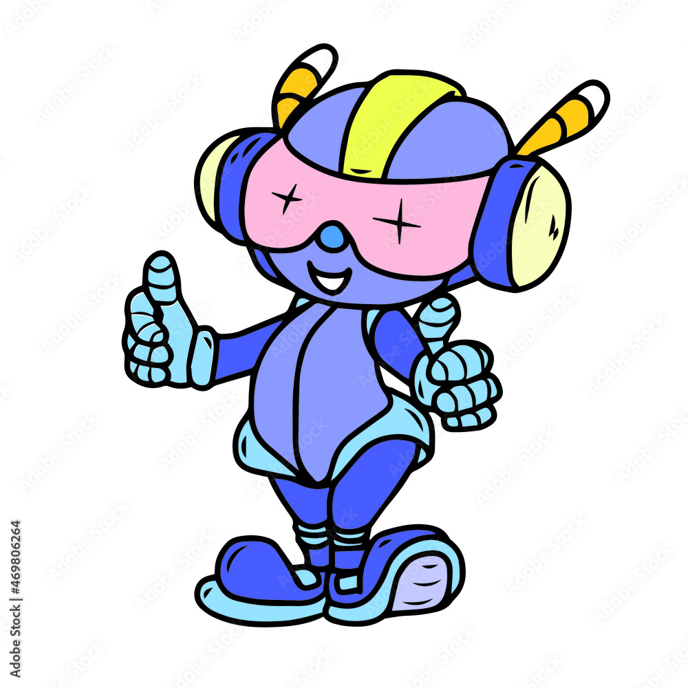Fototapeta premium Vector children's design for postcard banners.Funny robot
