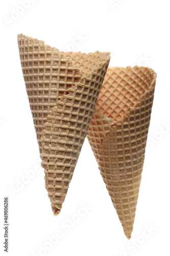 Empty ice cream cone isolated on white background