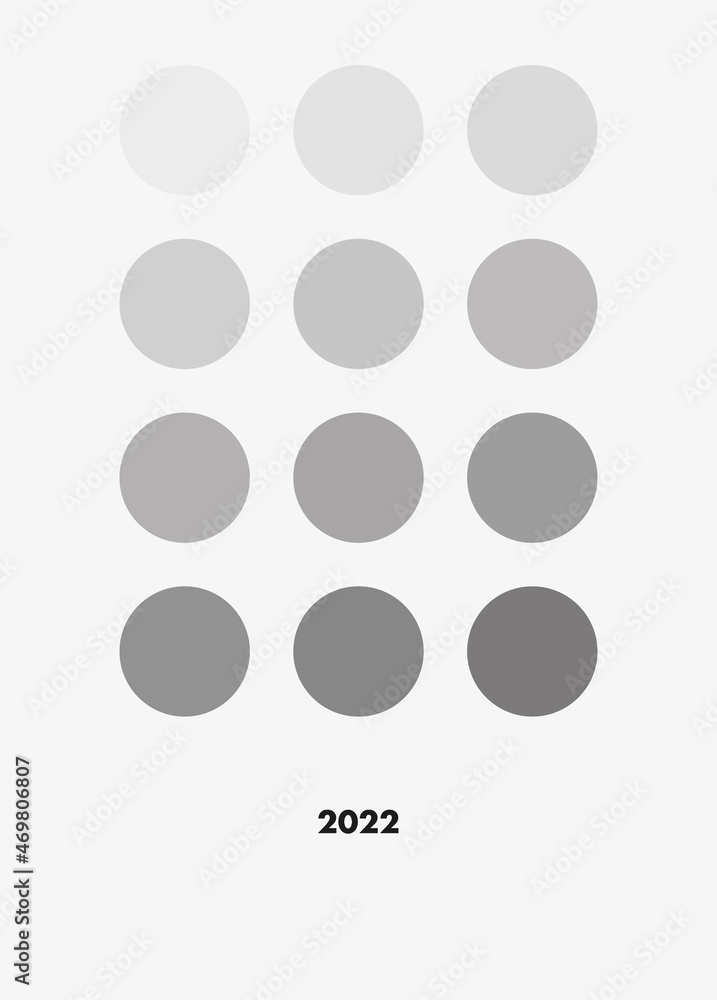 2022 Black and White Minimalistic Calendar, Front Cover 2022 Black and White Minimalistic Calendar, Front Cover