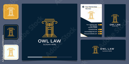 owl law pole logo design and business card