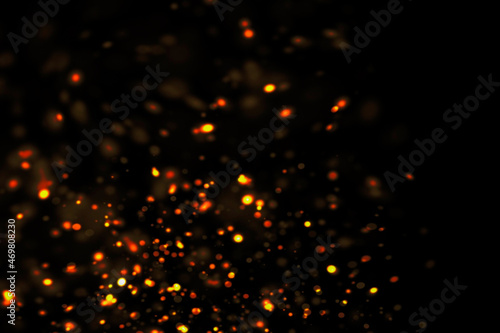 Abstract illustration of colorful blurred lights background, bokeh effect, on black background
