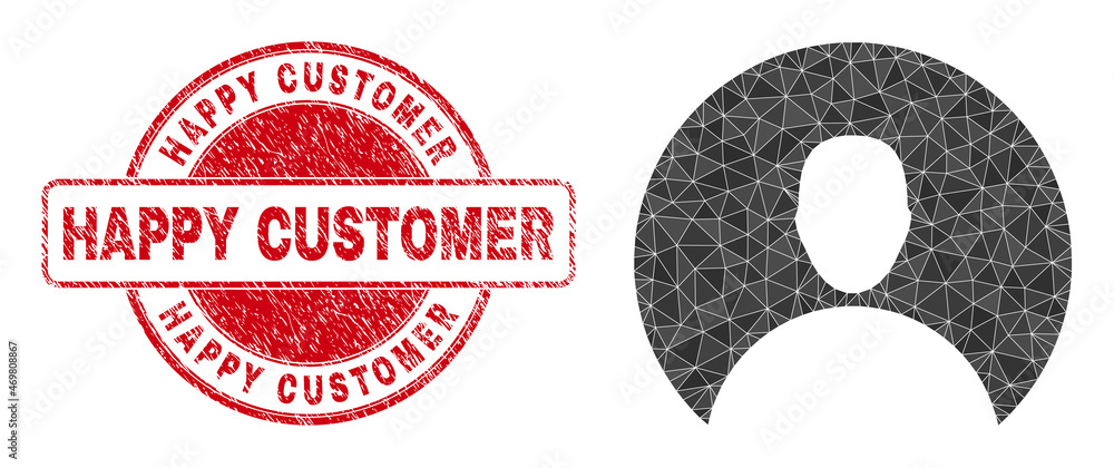 Lowpoly polygonal customer icon illustration with Happy Customer unclean  watermark. Red seal includes Happy Customer tag inside round shape. Customer  icon is filled with triangle mosaic. Stock Vector | Adobe Stock