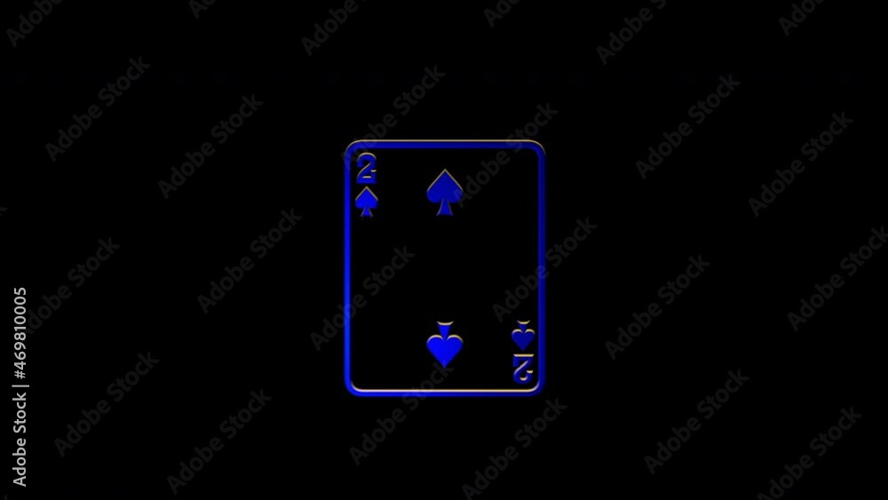Two of Spades 3D rotating playing card icon with alpha channel Two of Spades 3D rotating playing card icon with alpha channel