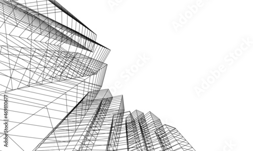 abstract architecture design digital 3d drawing