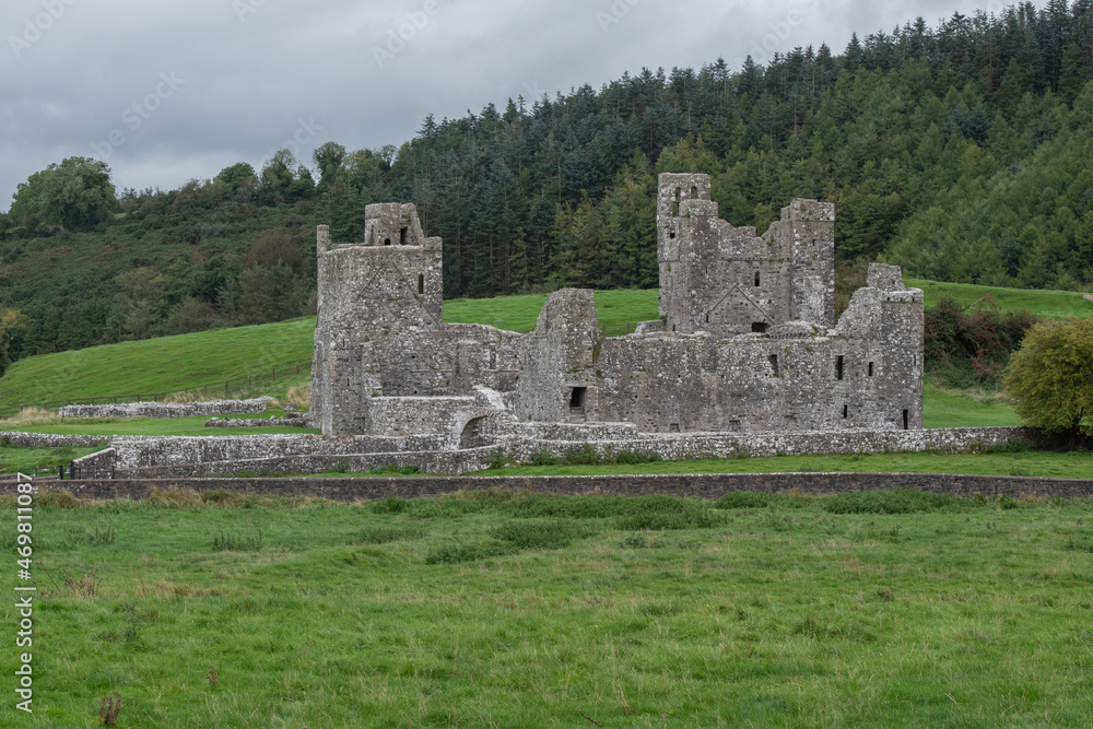 panoramic view of the Benedictine Abbey in Fore village ,Ireland.