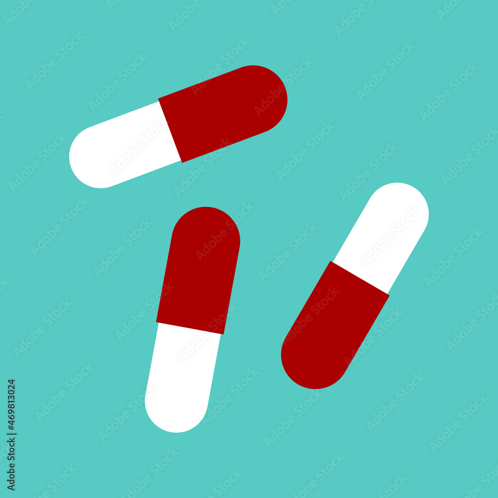 Red Blue Medicine Capsule Pills Symbol Icon. Vector Image. Red Blue Medicine Capsule Pills Symbol Icon. Vector Image.