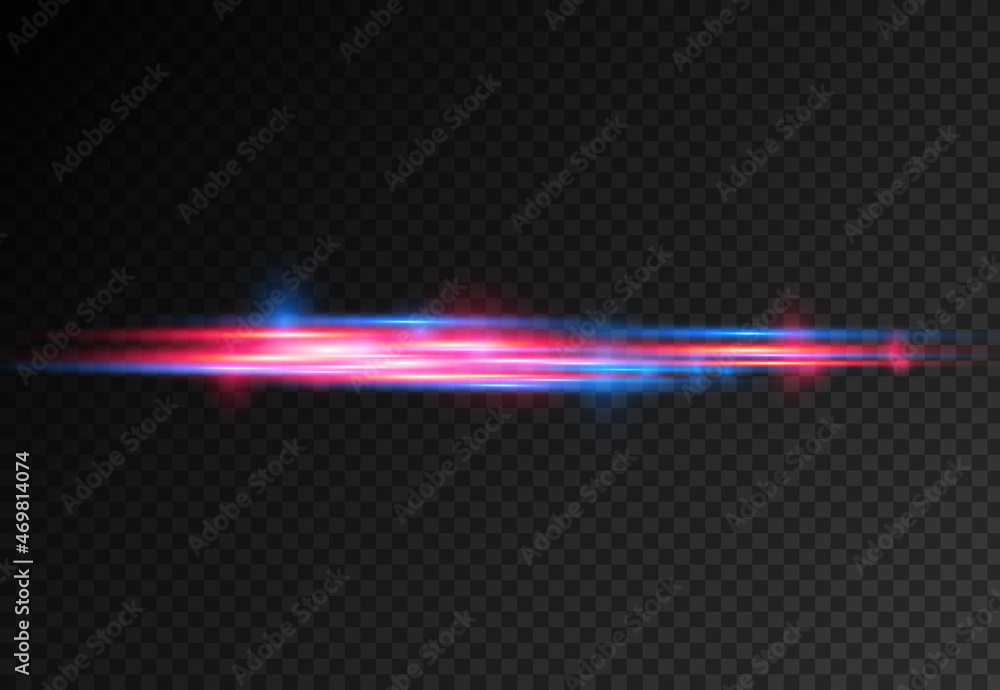 Red blue motion police line, horizontal light rays