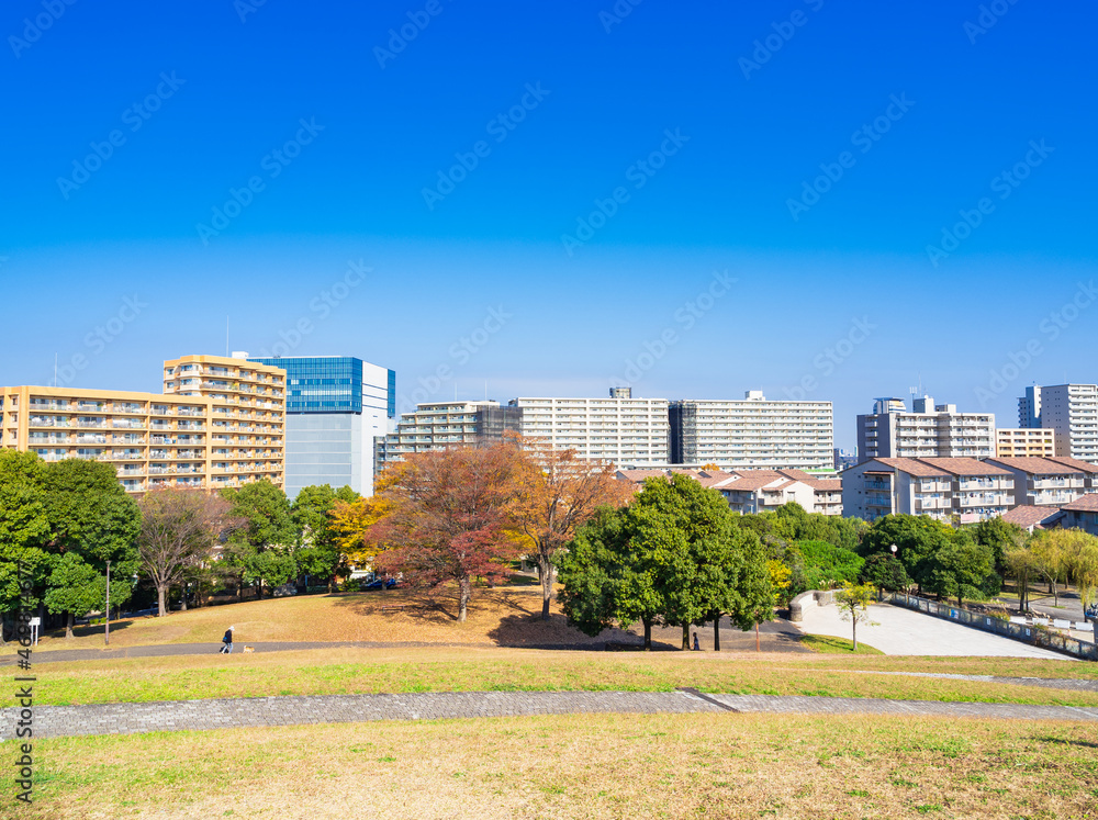 秋晴れの住宅街　多摩ニュータウン