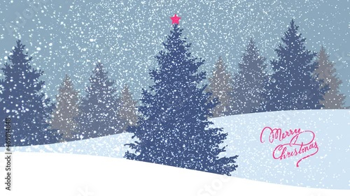 christmas tree with snow