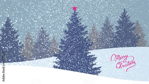 Christmas tree in the snow