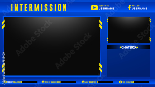 Slika na platnu Twitch Overlay Face Cam, Web Camera with chat for streaming broadcast