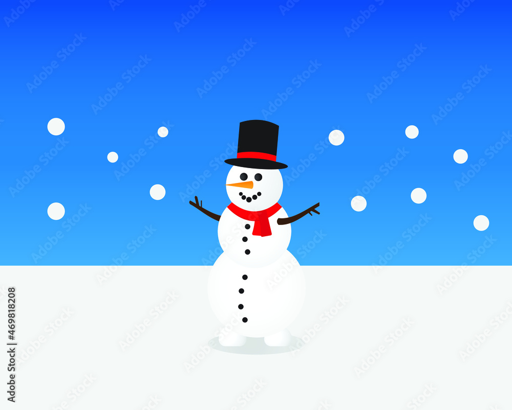 An illustration of snowman in the snow for christmas celebration. An illustration of snowman in the snow for christmas celebration.