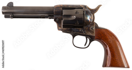 Old army single action revolver on an isolated studio background