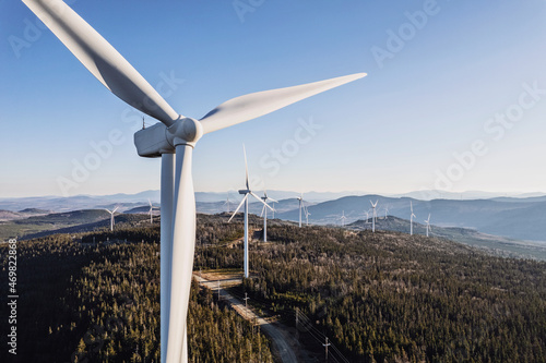 wind turbine wind farm on mountaintop Kibby Mountain Maine