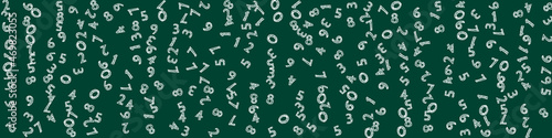 Falling handdrawn chalk numbers. Math study concept with flying digits. Magnetic back to school mathematics banner on blackboard background. Falling numbers vector illustration.