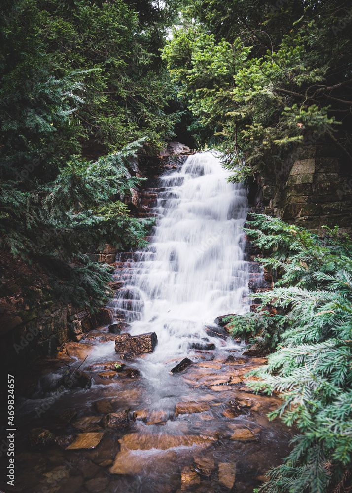 Long exposure of waterfall in the woods