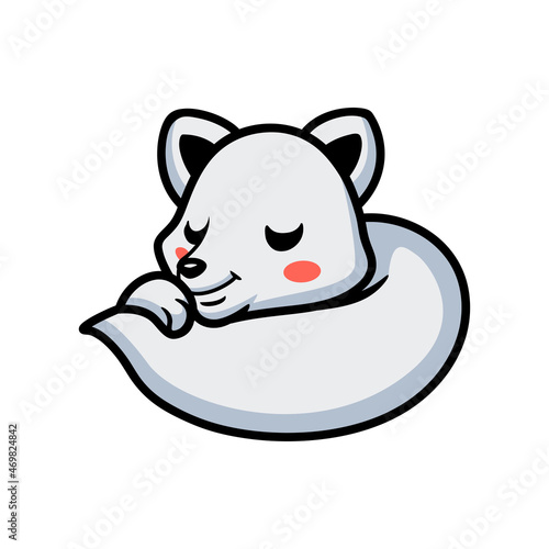 Cute little arctic fox cartoon sleeping