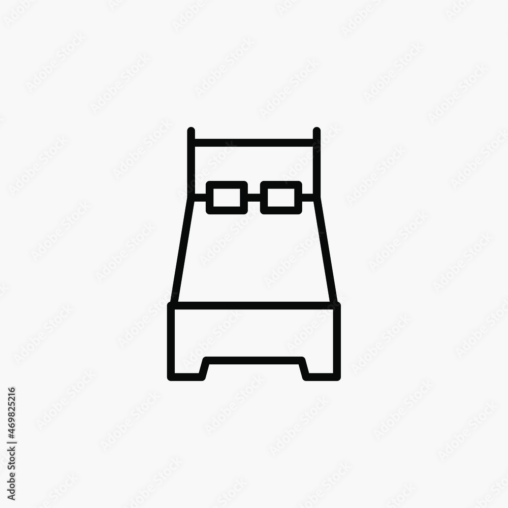 Obraz premium Bed, rest, sleep line icon, vector, illustration, logo template. Suitable for many purposes.