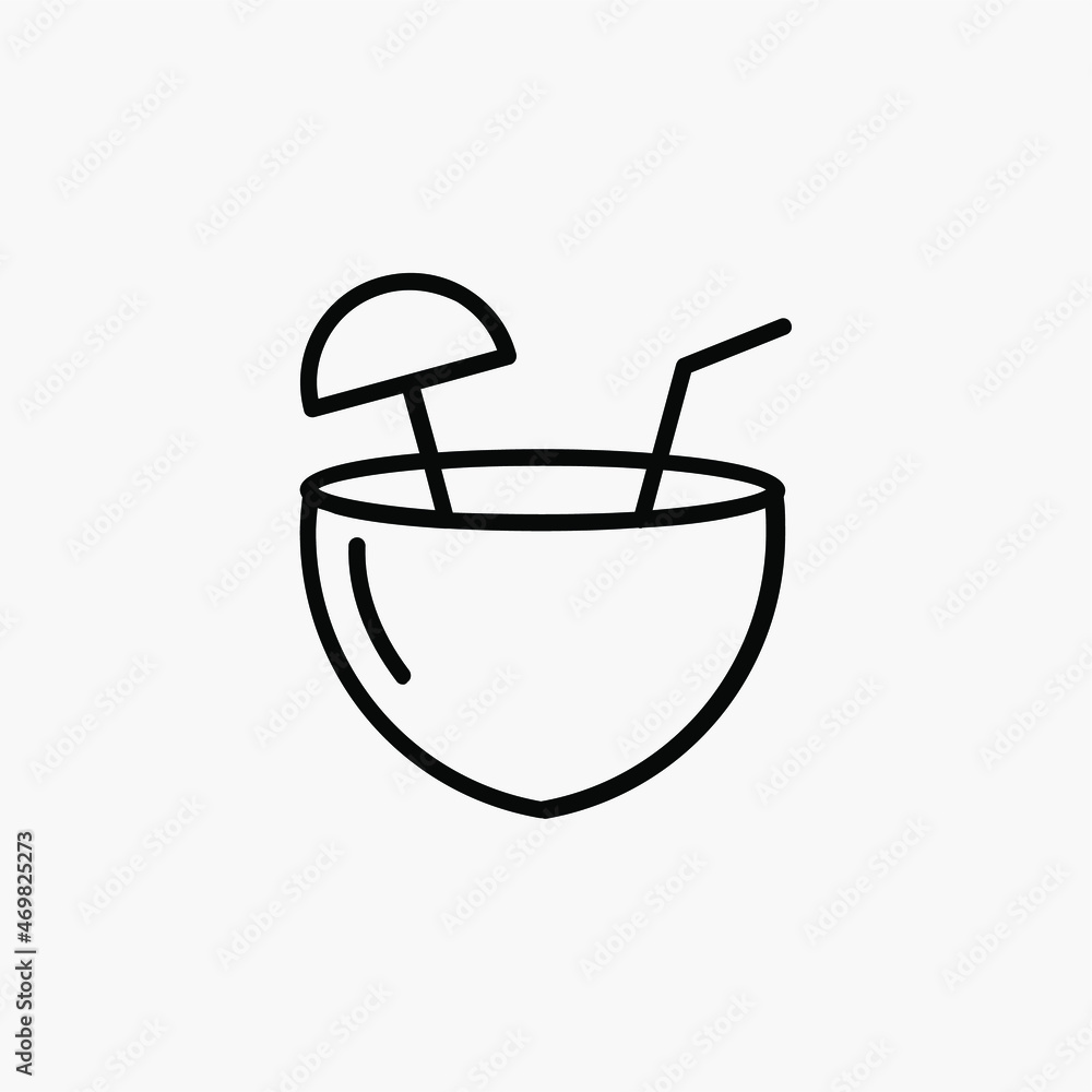 Coconut drink line icon, vector, illustration, logo template. Suitable for many purposes. Coconut drink line icon, vector, illustration, logo template. Suitable for many purposes.
