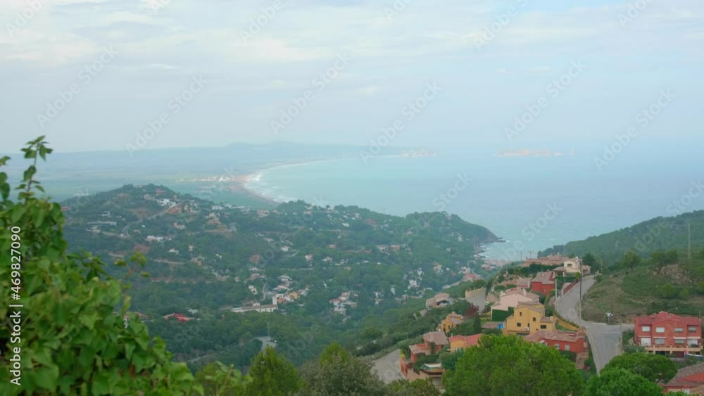 Begur's Castle Viewing Point With Panoramic Views Of Mediterranean Sea In Catalonia, Spain. - wide shot Begur's Castle Viewing Point With Panoramic Views Of Mediterranean Sea In Catalonia, Spain. - wide shot