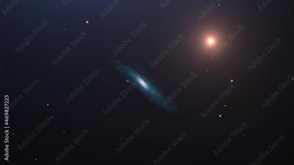 a small galaxy and a bright star floating in the universe. a small galaxy and a bright star floating in the universe.