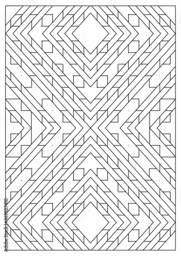Portrait coloring pages for adults. Abstract illustration in Line Art style. Geometric composition. Black and white patterns. EPS8. Coloring-#373