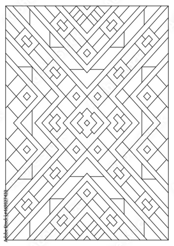 Portrait coloring pages for adults. Abstract illustration in Line Art style. Geometric composition. Black and white patterns. EPS8. Coloring-#372