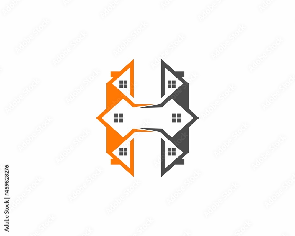 H Letter with roofing house logo H Letter with roofing house logo