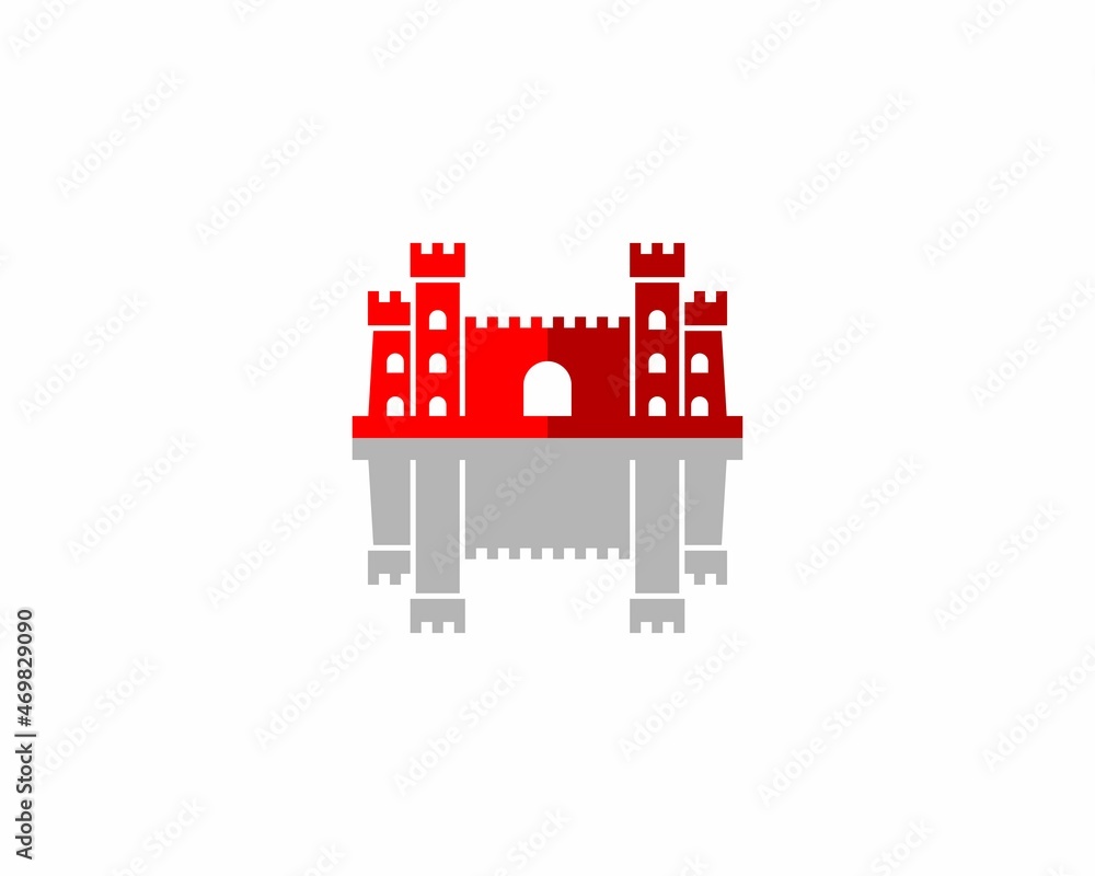 Red fortress with shadow logo