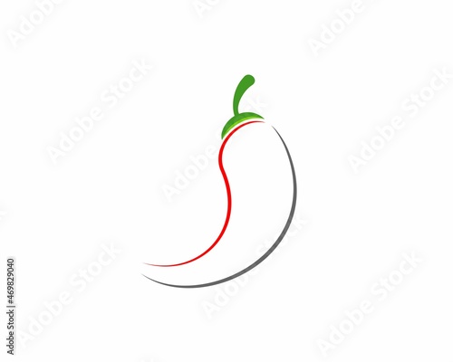 Chilli with line art vector logo