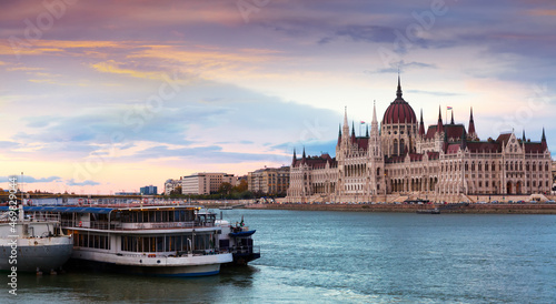 Image of building of Parliament in Budapest of Hungary outdoor. © JackF