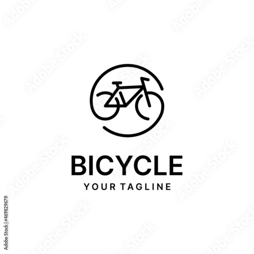 Bicycle shop logo design vector image,Monoline style logo